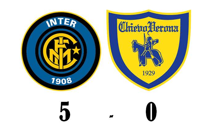 Inter - Chievo  5-0, una cinquina che fa balzare i nerazzurri in vetta alla classifica