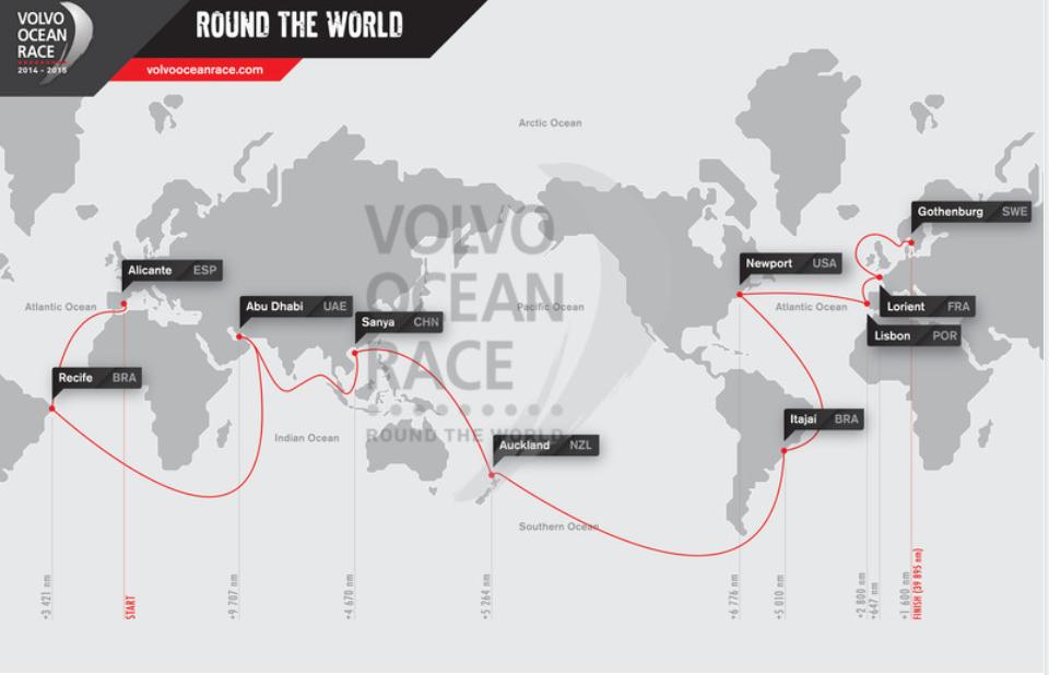 Vela: Svelata la rotta completa della Volvo Ocean Race 2014/15 