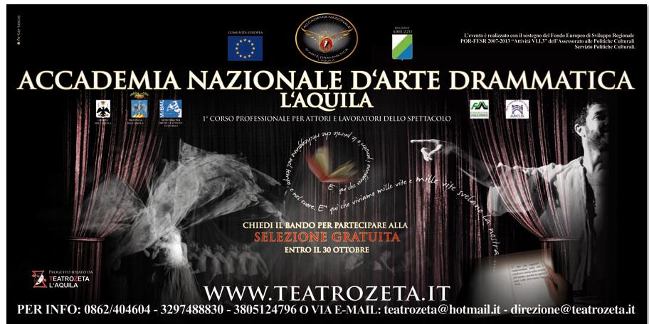 Accademia d’Arte drammatica dell’Aquila, Uscito il bando per l’ammissione all’anno accademico 2013/14