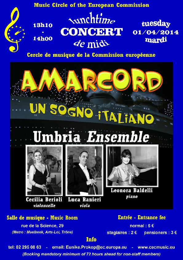 UmbriaEnsemble – Concerti in Belgio  “Amarcord, un sogno italiano”