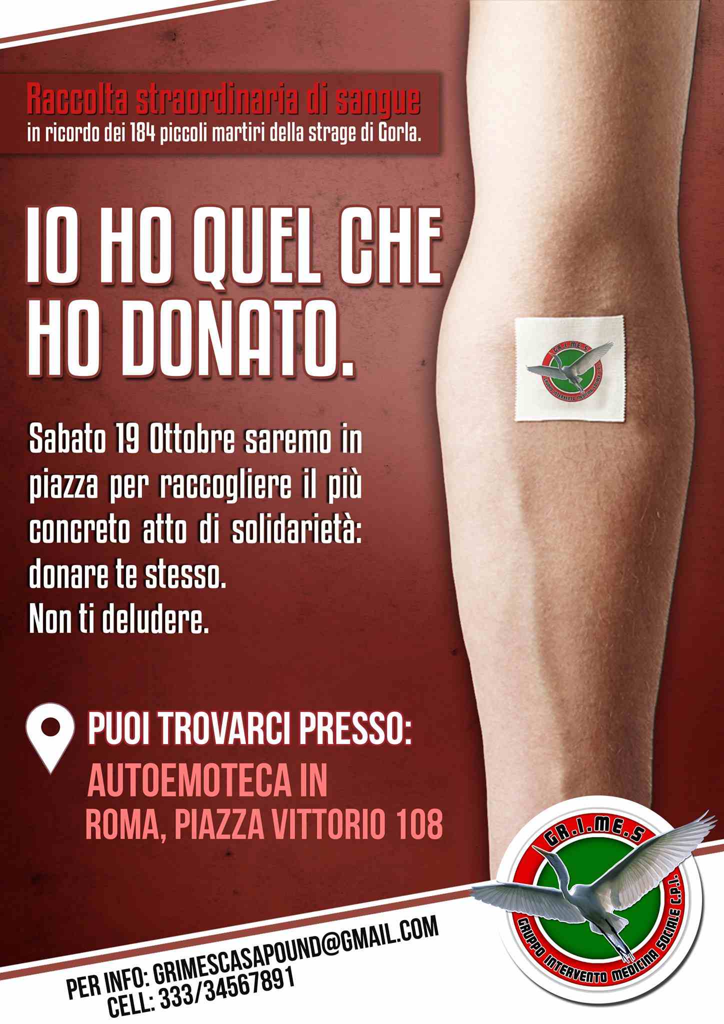 CasaPound Italia: 'Io ho quel che ho donato', domani raccolta straordinaria di sangue in oltre 20 città