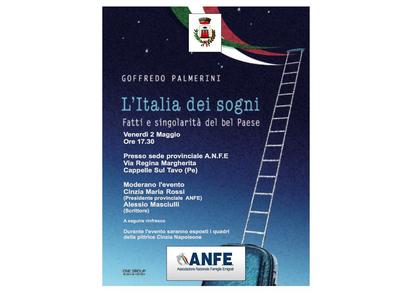 Venerdì 2 maggio “l’Italia dei sogni” a cappelle sul Tavo , Alle ore 17:30, presso la sede ANFE, presentazione del nuovo libro di Goffredo Palmerini 