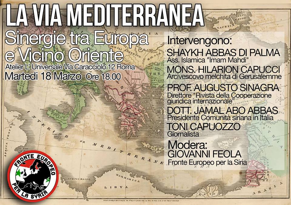 Roma. Conferenza: «La via mediterranea - Sinergie tra Europa e Vicino Oriente»