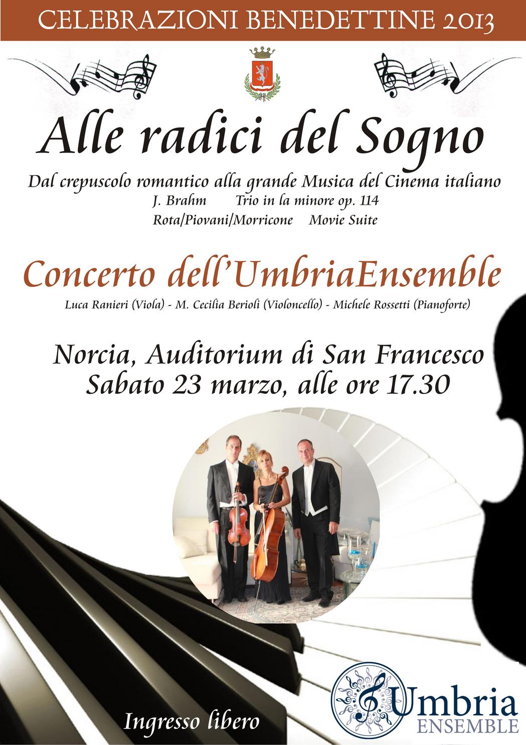 UmbriaEnsemble - Concerto a Norcia  - Sabato 23 Marzo 2013, ore 17.30, Auditorium di S. Francesco 