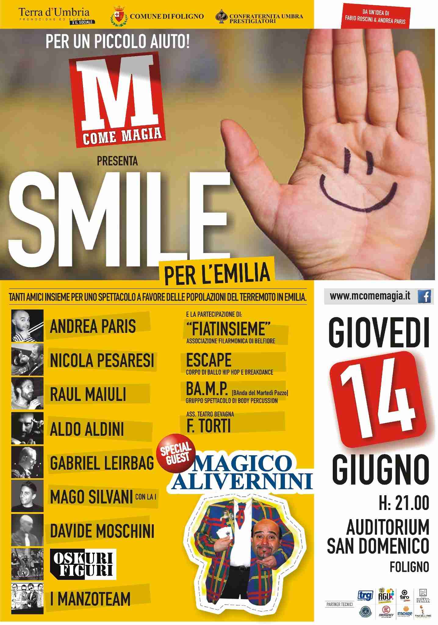Una Magia per l’Emilia -  Il 14 giugno a Foligno va in scena uno spettacolo di solidarietà